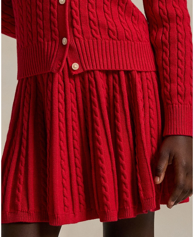 Polo Ralph Lauren Girls 2T-6X 2-Piece Crewneck Cardigan and Skirt Set