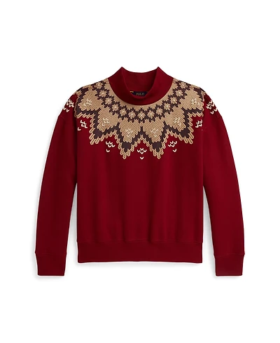 Polo Ralph Lauren Girls 7-16 Fair Isle Boxy Long Sleeve Sweatshirt