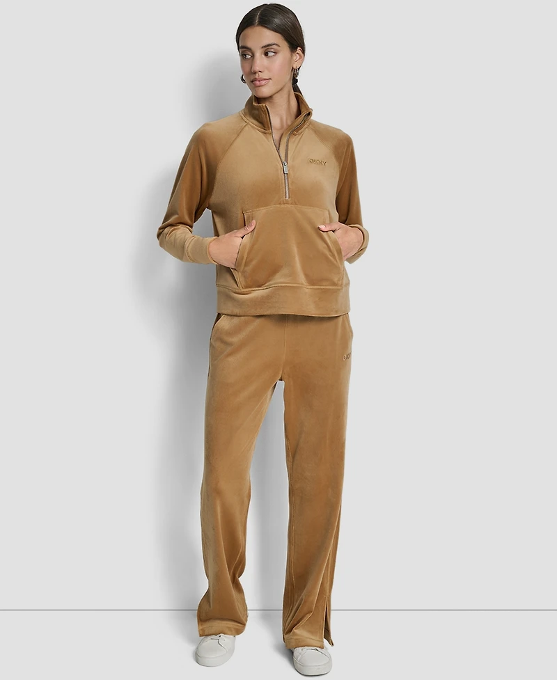 Dkny Women's Platinum Velour Embroidered Logo Sweatshirt