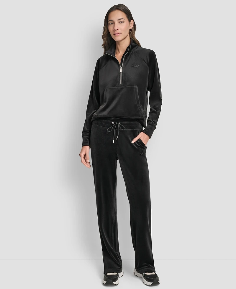 Dkny Women's Hd Embroidery Logo Slit Track Pants