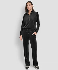 Dkny Women's Hd Embroidery Logo Slit Track Pants