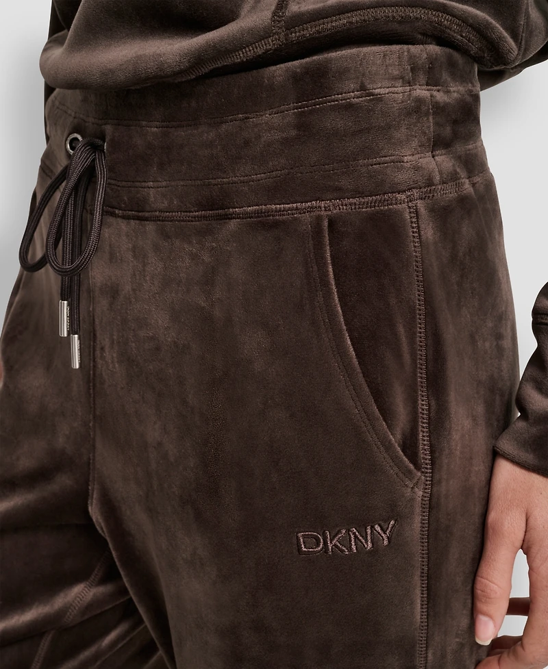 Dkny Women's Hd Embroidery Logo Slit Track Pants