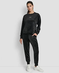 Dkny Women's Stacked Logo Mid-Rise Slim-Fit Joggers