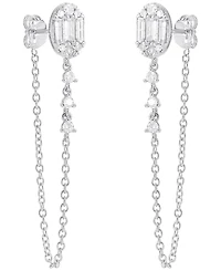 Macy's Round (0.48 ct. t.w.) and Baguette (0.53 ct. t.w.) Diamond Drop Earrings in 14K White Gold