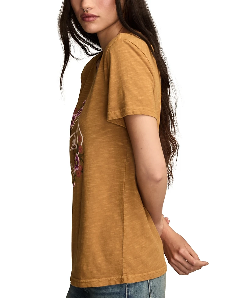 Lucky Brand Women's Fender Floral Crew Neck T-Shirt