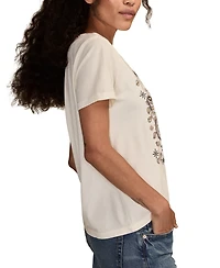 Lucky Brand Women's Embellished Butterfly Classic Crew Neck T-Shirt