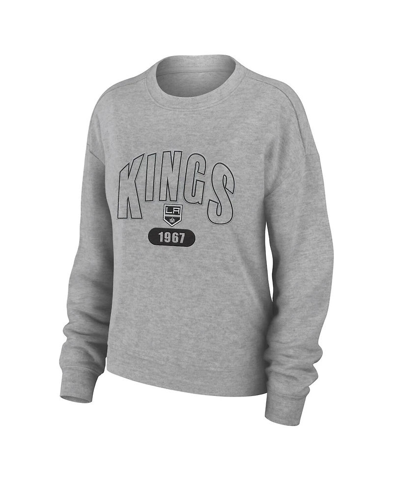 Wear by Erin Andrews Women's 2-Piece Heather Gray Los Angeles Kings Knit Long Sleeve Tri-Blend T-Shirt and Pants Sleep Set