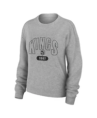 Wear by Erin Andrews Women's 2-Piece Heather Gray Los Angeles Kings Knit Long Sleeve Tri-Blend T-Shirt and Pants Sleep Set