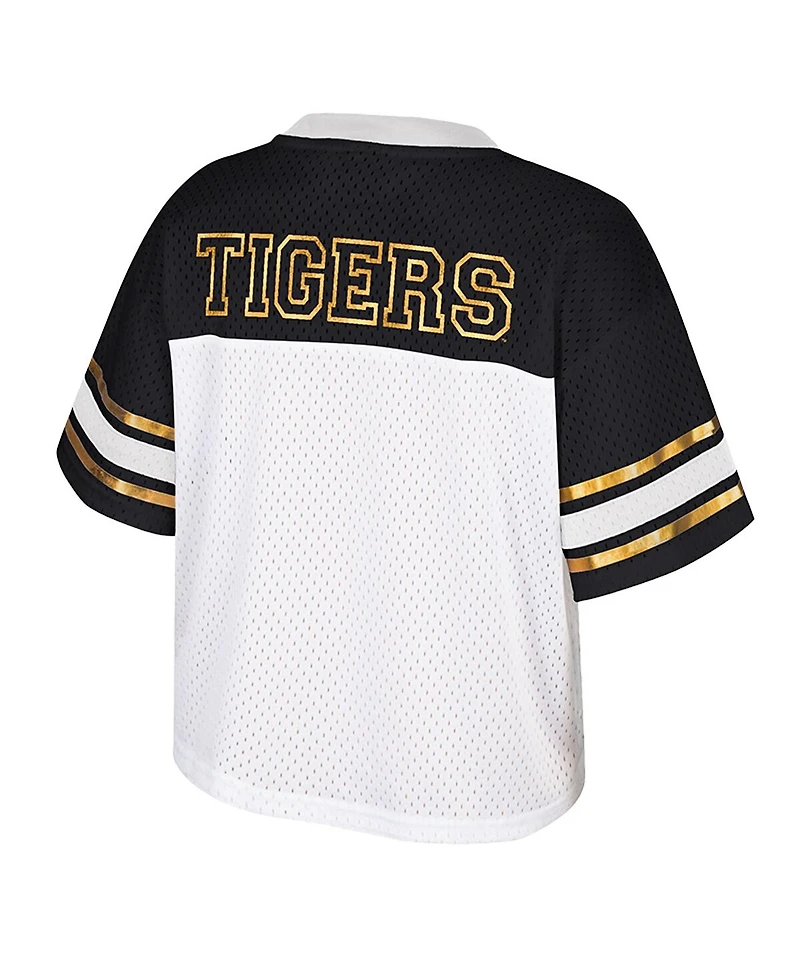 Colosseum Women's White Missouri Tigers Treasure Cropped Football Jersey