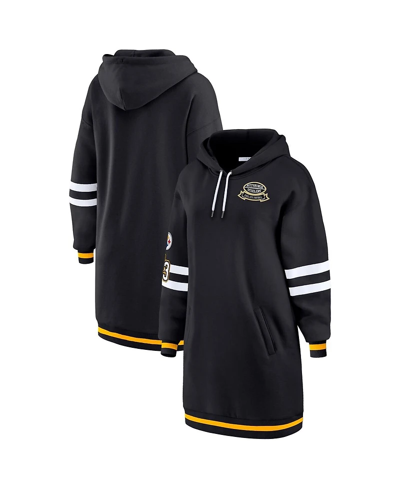 Wear by Erin Andrews Women's Black Pittsburgh Steelers Hoodie Dress