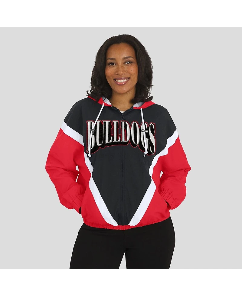 Wear by Erin Andrews Women'sRed/Black Georgia Bulldogs Color Block Full-Zip Hoodie Windbreaker Jacket