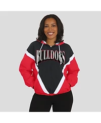 Wear by Erin Andrews Women'sRed/Black Georgia Bulldogs Color Block Full-Zip Hoodie Windbreaker Jacket