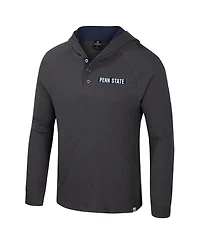 Colosseum Men's Charcoal Penn State Nittany Lions Dujour Ralgan Long Sleeve Henley Hoodie T-Shirt