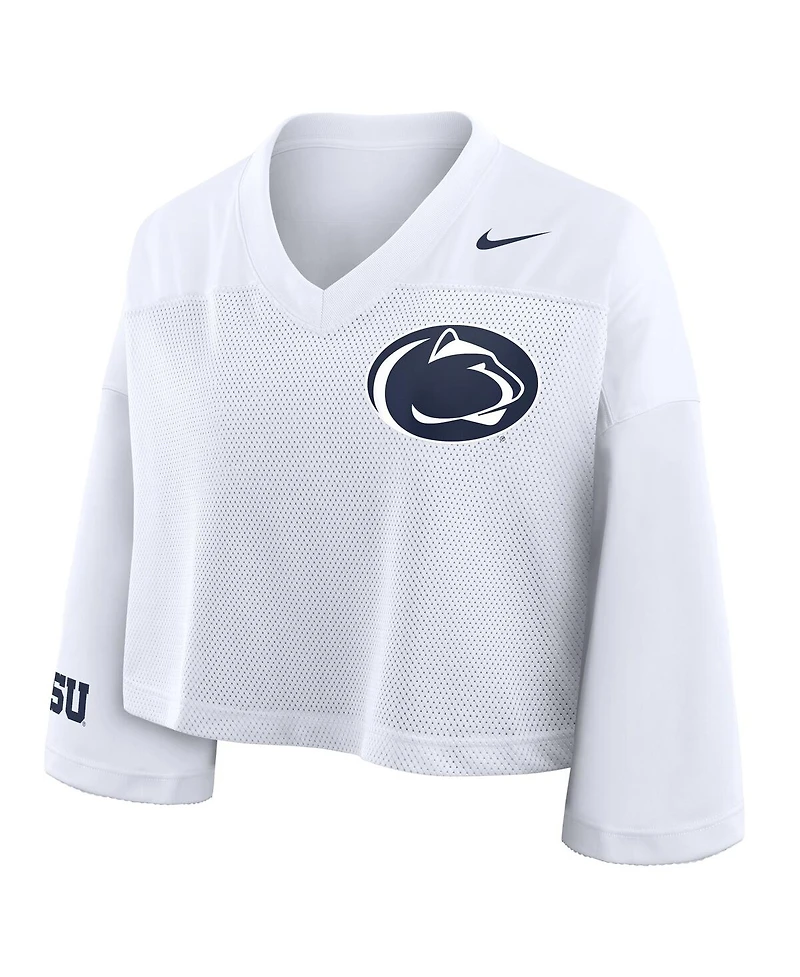 Nike Women'sWhite Penn State Nittany Lions Cropped Mesh Dri-fit Fashion Jersey