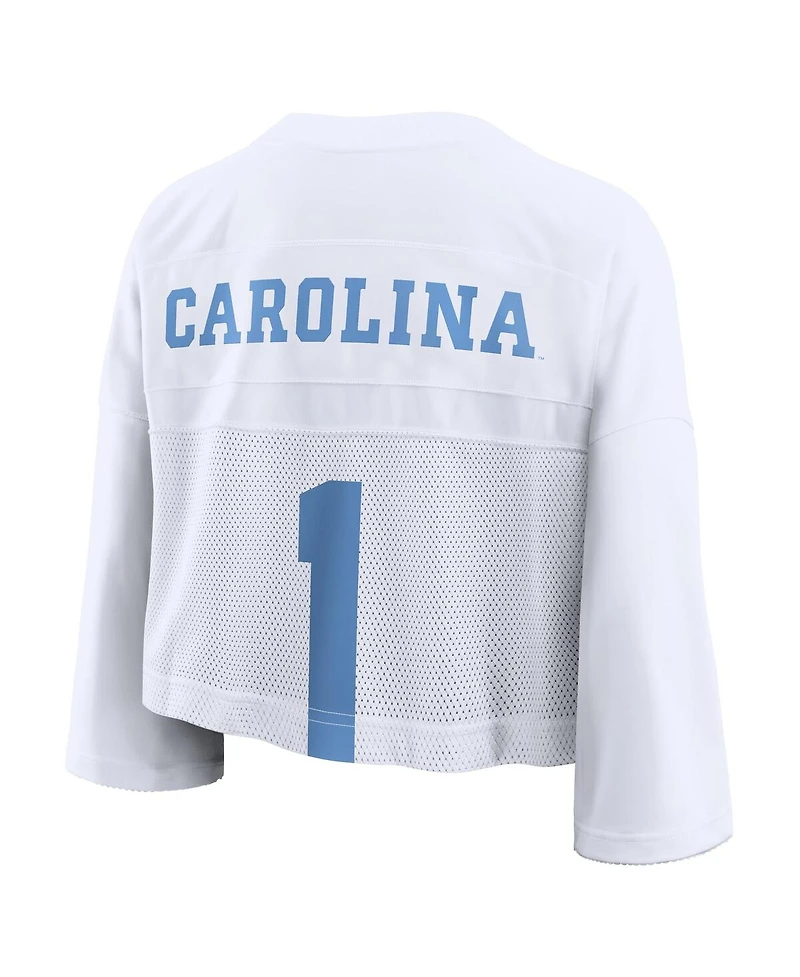 Jordan Women'sWhite North Carolina Tar Heels Cropped Mesh Dri-fit Fashion Jersey