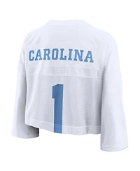 Jordan Women'sWhite North Carolina Tar Heels Cropped Mesh Dri-fit Fashion Jersey