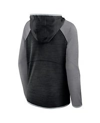 Fanatics Women's Black/Gray Las Vegas Raiders Redzone End Around Pass Raglan Full-Zip Hoodie