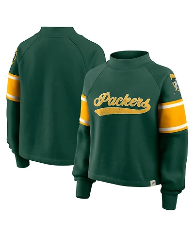 Fanatics Women's Green Bay Packers Oversized Hometown Toss Sweep Mock Neck Pullover Hoodie