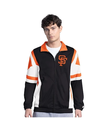 Starter Men's  Black/Orange San Francisco Giants Contender Tricot Full-Zip Track Jacket