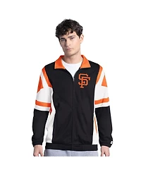 Starter Men's  Black/Orange San Francisco Giants Contender Tricot Full-Zip Track Jacket