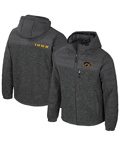 Colosseum Men's Charcoal Iowa Hawkeyes Nightman Full-Zip Hoodie Puffer Jacket