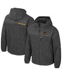 Colosseum Men's Charcoal Iowa Hawkeyes Nightman Full-Zip Hoodie Puffer Jacket