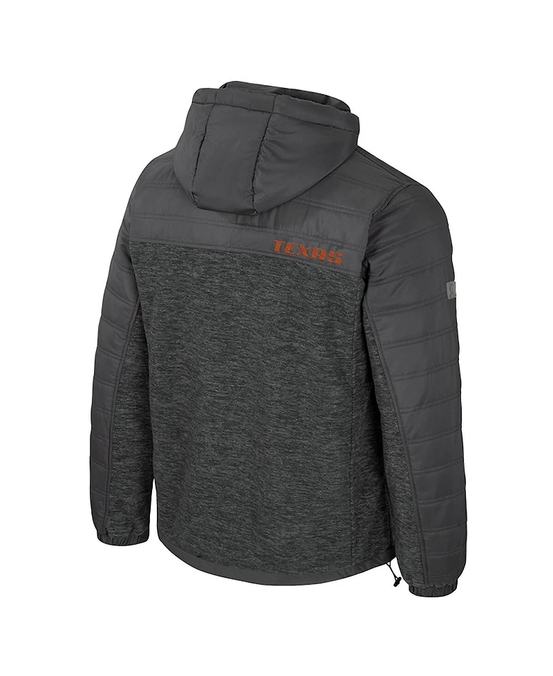 Colosseum Men's Charcoal Texas Longhorns Nightman Full-Zip Hoodie Puffer Jacket