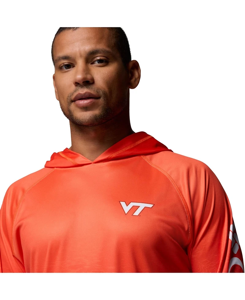 Columbia Men's Orange Virginia Tech Hokies Pfg Gradient Water Super Terminal Tackle Hoodie Omni-Wick T-Shirt