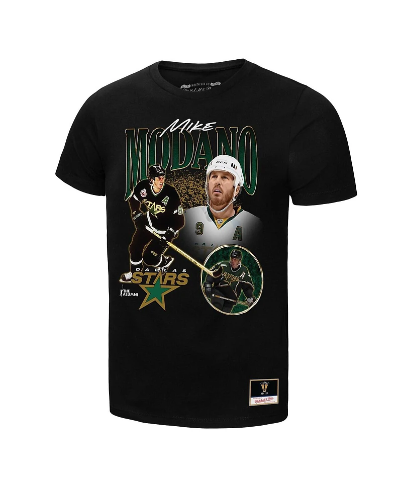 Mitchell & Ness Men's Mike Modano Black Dallas Stars Player Collage Name Number T-Shirt