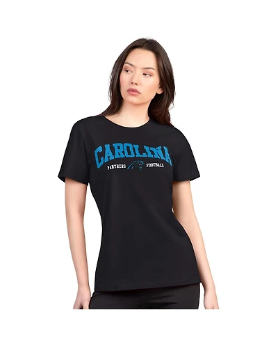 G-iii 4Her by Carl Banks Women's Black Carolina Panthers Super-Slim Lightweight Winning Crew T-Shirt