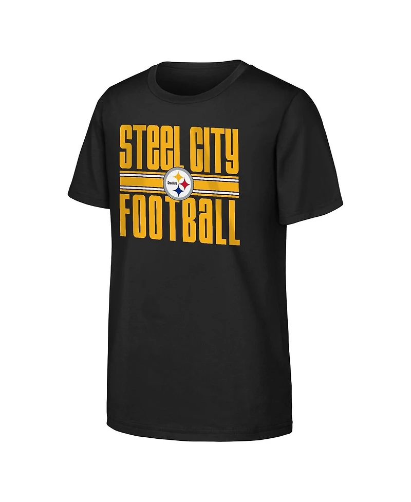 Outerstuff Big Boys and Girls Black Pittsburgh Steelers Team Spirit T-Shirt