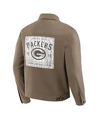 Fanatics Men'sTan Green Bay Packers Trucker Full-Button Jacket