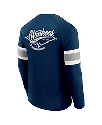 Fanatics Men's Darius Rucker Collection by Navy New York Yankees Waffle-Knit Raglan Long Sleeve Henley T-Shirt