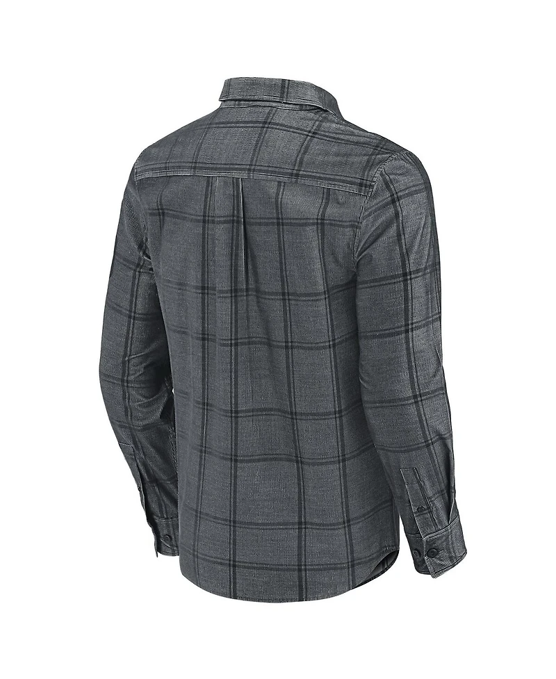 Fanatics Men's Darius Rucker Collection by Gray San Diego Padres Thin Wale Corduroy Plaid Button Up Shirt