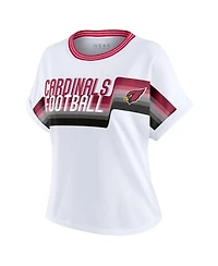 Wear by Erin Andrews Women's White Arizona Cardinals Cropped Center Stripe Dolman T-Shirt