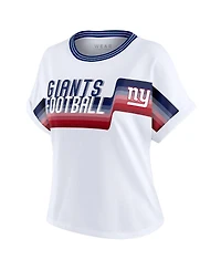 Wear by Erin Andrews Women's White New York Giants Cropped Center Stripe Dolman T-Shirt