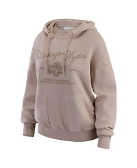 Wear by Erin Andrews Women'sTan Washington Mystics Washed Pullover Crewdie