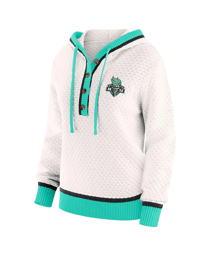 Wear by Erin Andrews Women'sCream New York Liberty Hooded Sweater