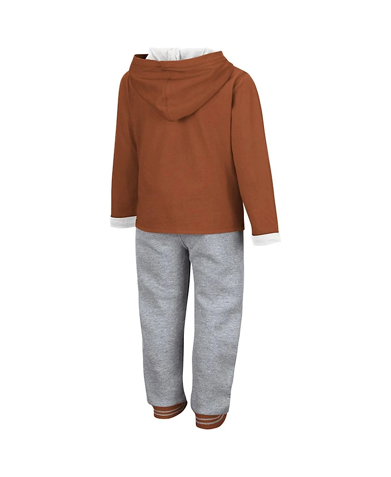Colosseum Toddler 2-Piece Texas Orange/Heather Gray Longhorns Poppies Hoodie and Sweatpants Set