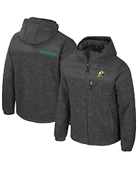 Colosseum Men's Charcoal Oregon Ducks Nightman Full-Zip Hoodie Puffer Jacket