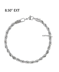 Lucky Brand Stainless Steel (304L) 5MM Rope Chain Necklace 22'' and Bracelet 8.5'' Set