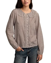 Lucky Brand Women's Gingham Peter Pan Collar Top