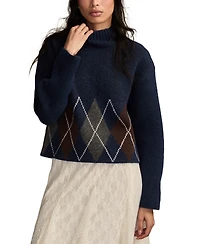 Lucky Brand Women's Argyle Mock Neck Sweater
