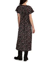 Lucky Brand Women's Flutter Sleeve Midi Dress