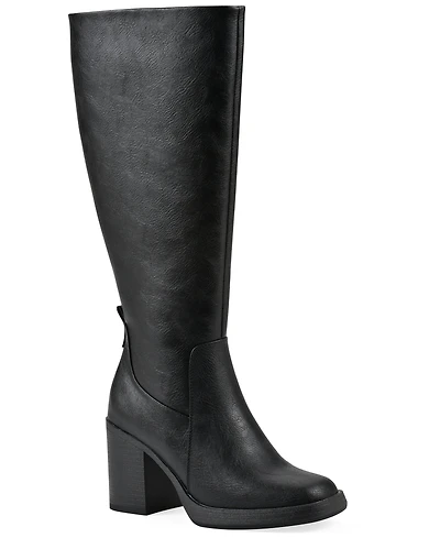 White Mountain Women's Mackle Tall Shaft Wide Calf Block Heel Boots