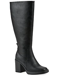 White Mountain Women's Mackle Tall Shaft Wide Calf Block Heel Boots