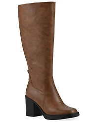 White Mountain Women's Mackle Tall Shaft Wide Calf Block Heel Boots