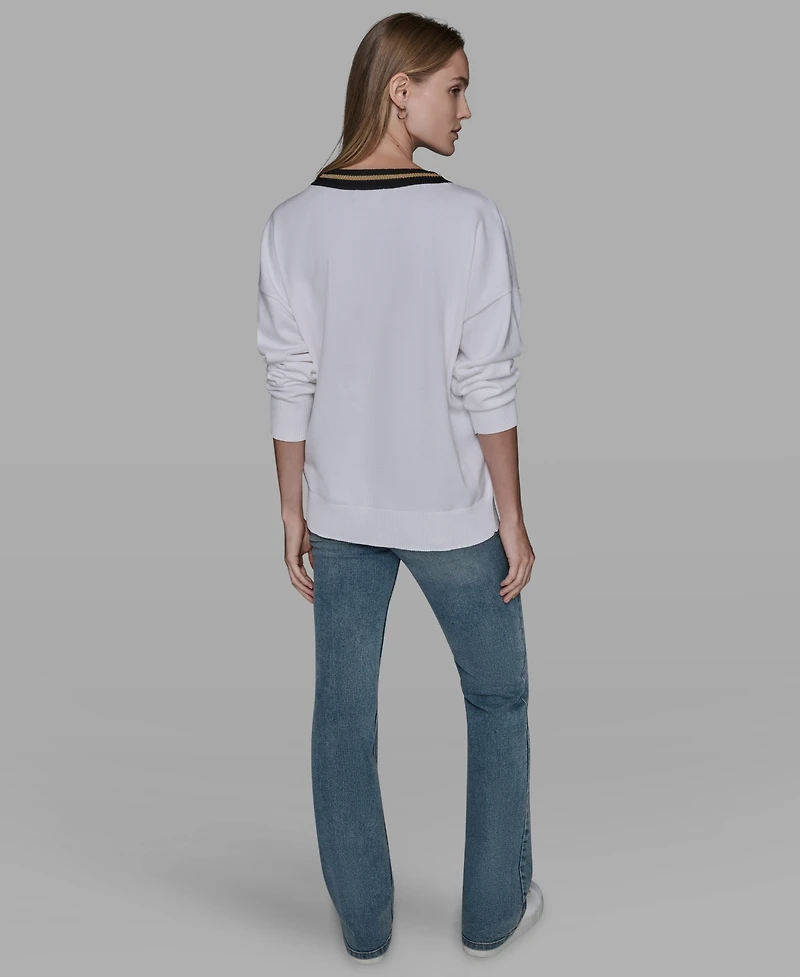 Karl Lagerfeld Paris Women's Patch Detail Sweater