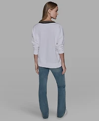 Karl Lagerfeld Paris Women's Patch Detail Sweater