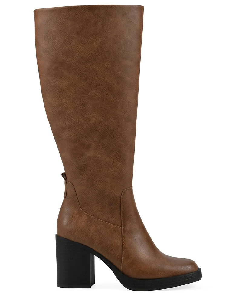 White Mountain Women's Mackle Tall Shaft Wide Calf Block Heel Boots